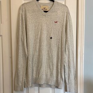 Hollister Men's XXL Light Gray V-Neck Sweater NEW